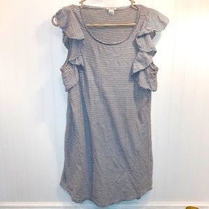 J. Crew striped ruffle sleeveless t shirt dress sz S GUC